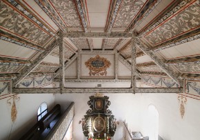 Dorfkirche Prensdorf Holzbalkendecke Malerei Dammann Felsch Michendorf